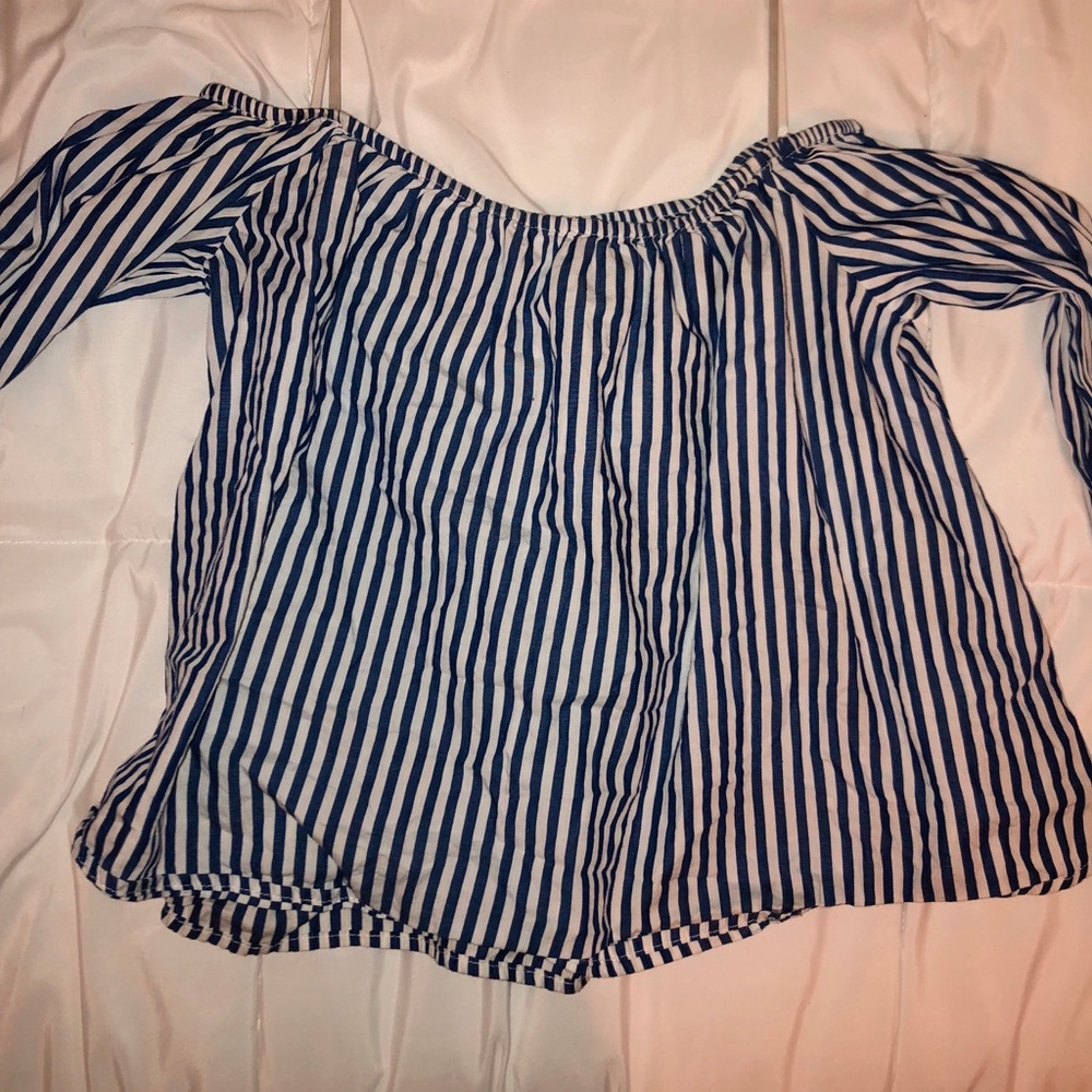 off the shoulder striped top!